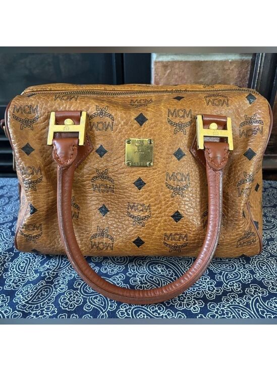 MCM Handbags - Vintage MCM Cognac Visetos Monogram Boston Bag